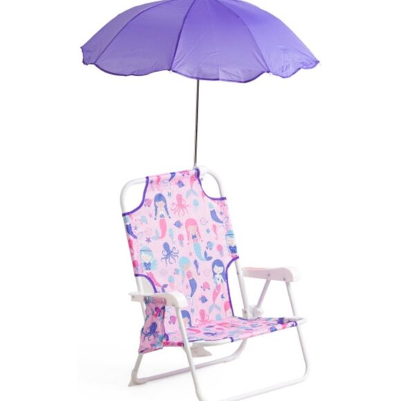 Tommy Bahama Other - TOMMY BAHAMA Beach Chair Ages 3-6 Pink Mermaids Umbrella Cup Holder Collapsible